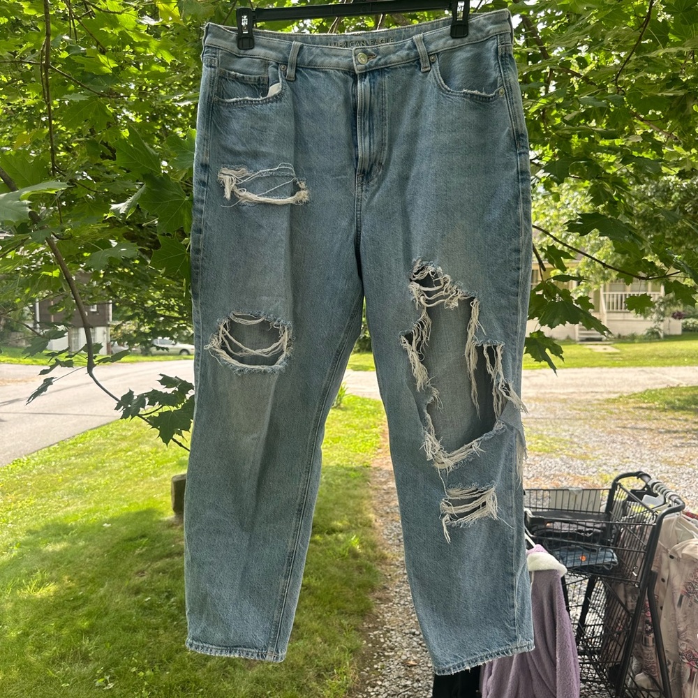 American Eagle Blue Relaxed Distressed Jeans